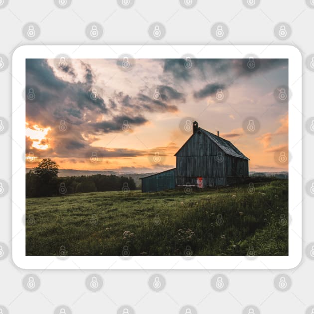 Barn and Sunset Serenade V5 Sticker by Family journey with God